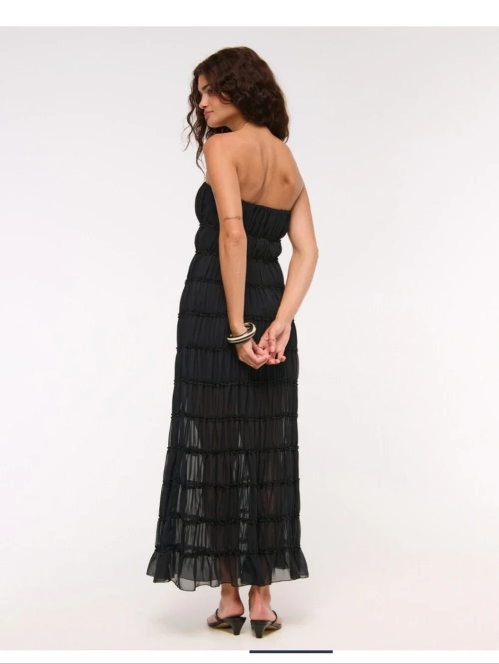 Abercrombie & Fitch Strapless Ruffle Maxi Dress